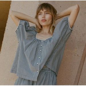 Doen Tennessee Top in Blue Azure Paris Gingham XS